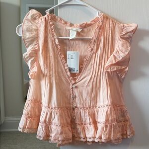 H&M Peach Pink Ruffled Blouse
